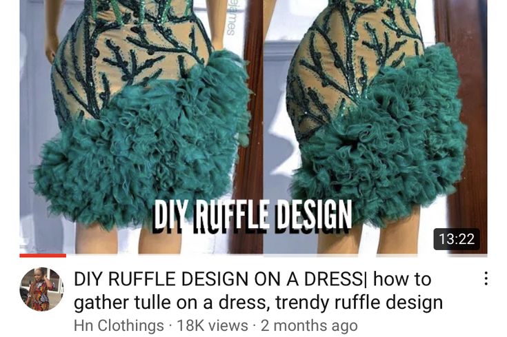 two pictures of mannequins with green feathers on them and the words diy ruffle design