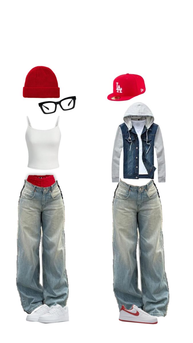 two mannequins with hats and glasses on their heads, one wearing a baseball cap