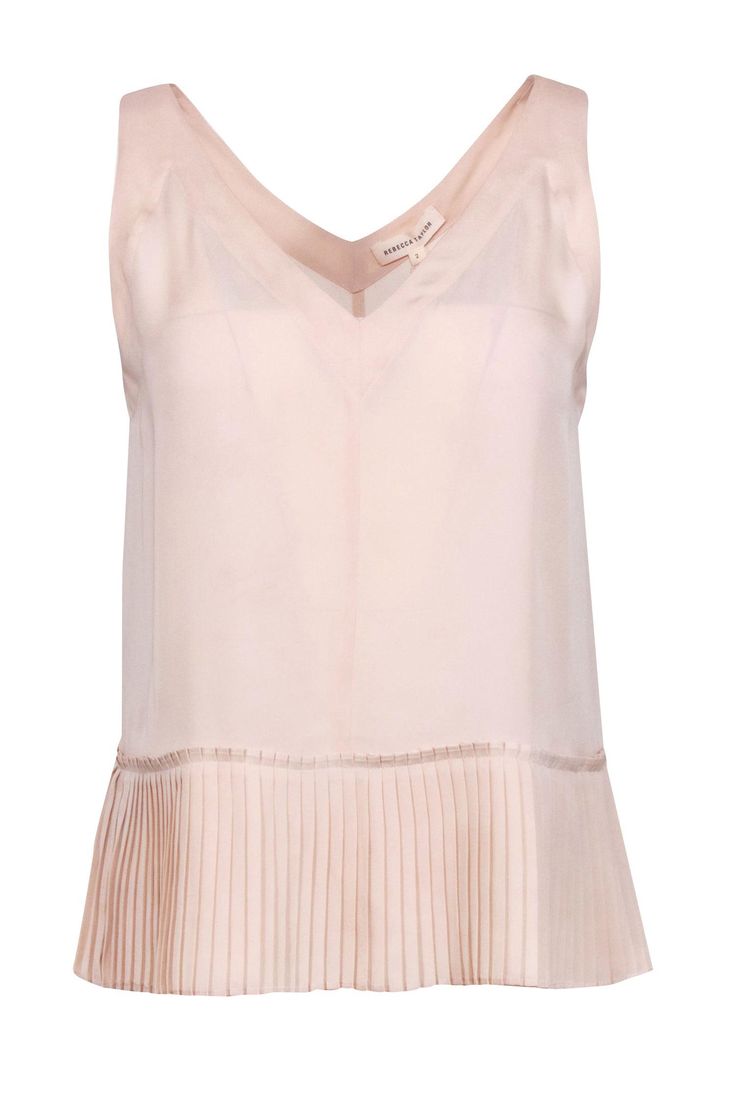 Current Boutique-Rebecca Taylor - Blush Pink Silk Penelope Tank Sz 2 Feminine Spring Camisole For Layering, Chic Spring Layering Tank Top, Chic Spring Tank Top For Layering, Viscose Tank Top For Workwear In Spring, V-neck Camisole For Spring Workwear, Elegant Tank Top For Spring, Elegant Sleeveless Blouse Tank Top For Fall, Chic Camisole Tank Top For Fall, Chic Fall Camisole Tank Top