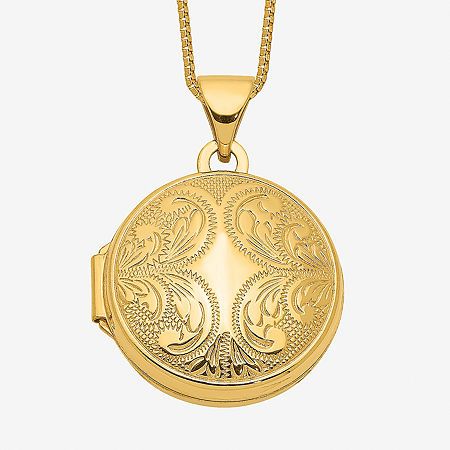 Features: Quick ShipJewelry Closure: Spring Ring ClaspLink Construction: SolidShape: RoundMetal Color: YellowChain Length: 18 InchChain Width: .5 MillimetersPendant Length: 16mmPendant Width: 16mmChain Construction: BoxCare: Wipe CleanMetal: 14k GoldNecklace Type: Locket NecklacesCountry of Origin: Imported 14k Yellow Gold Locket Necklace For Anniversary, Elegant Gold Locket Necklace With Round Pendant, Yellow Gold Locket Necklace With Intricate Design For Wedding, Elegant 14k Gold Locket Jewelry, Elegant Gold Filigree Locket Necklace, Elegant Hallmarked Locket Necklace For Formal Occasions, Anniversary Filigree Yellow Gold Locket Necklace, Wedding Yellow Gold Locket Necklace With Intricate Design, Elegant Yellow Gold Plated Locket Necklace