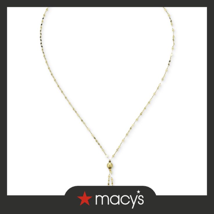 in stock Lariat Necklace, 10k Gold, Yellow Gold, Beads, Yellow, Gold