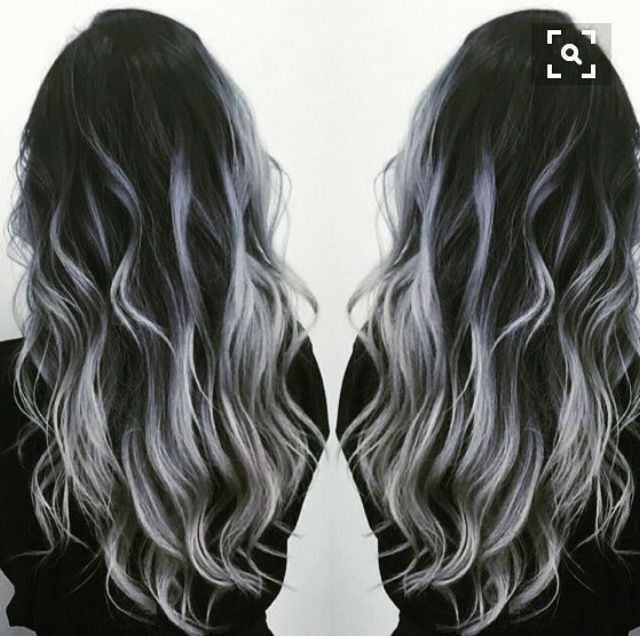 Silver Ombre Hair, Grey Ombre Hair, Silver Hair Color, Black Hair Color, Trendy Hair Color, Hair Color Blue, Ombre Hair Color, Grey Hair Color, Hair Color Balayage