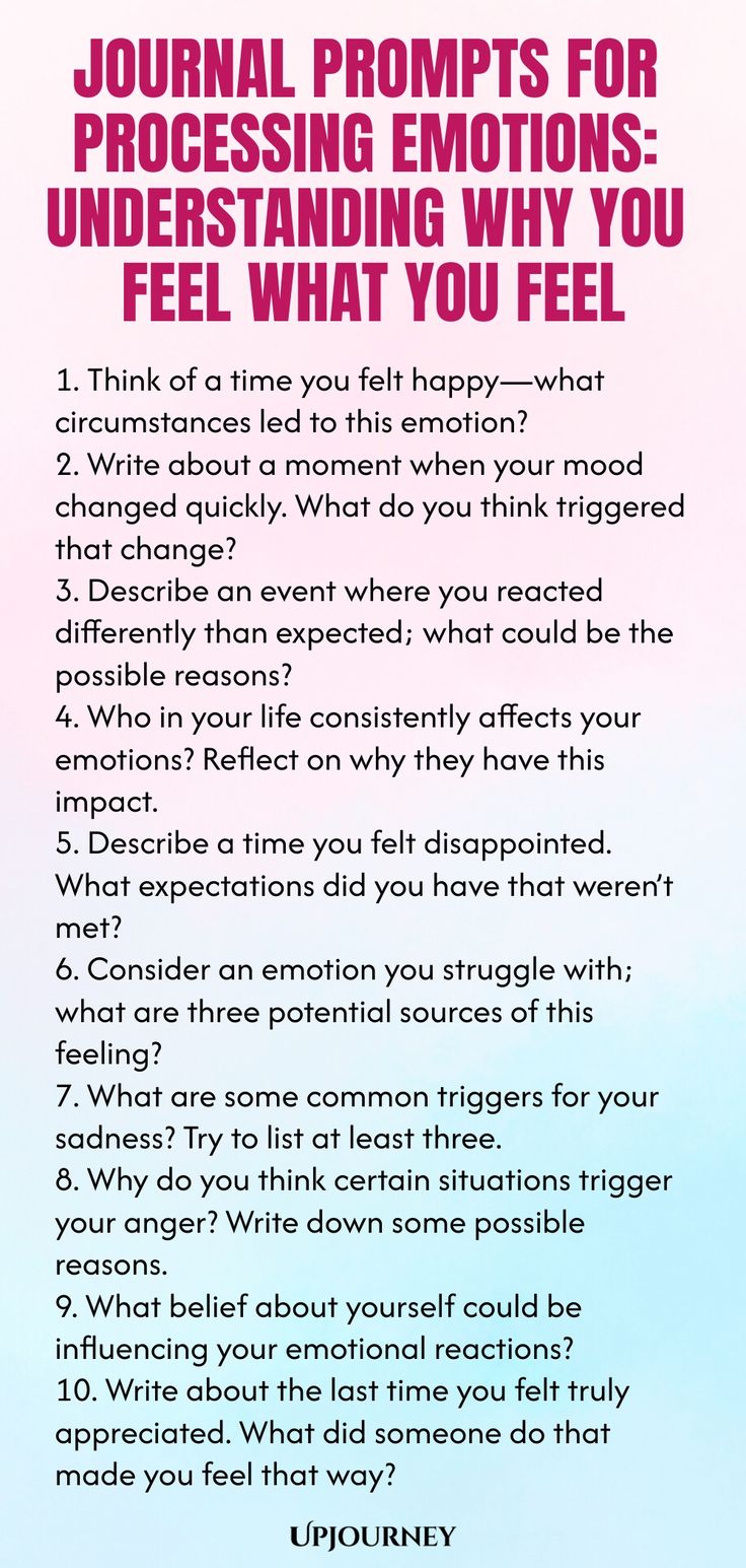 a pink and blue poster with the words journal prompts for processing emotions, understanding why you feel what you feel