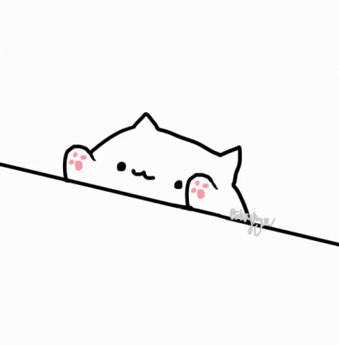 a drawing of a cat peeking out from behind the edge of a piece of paper