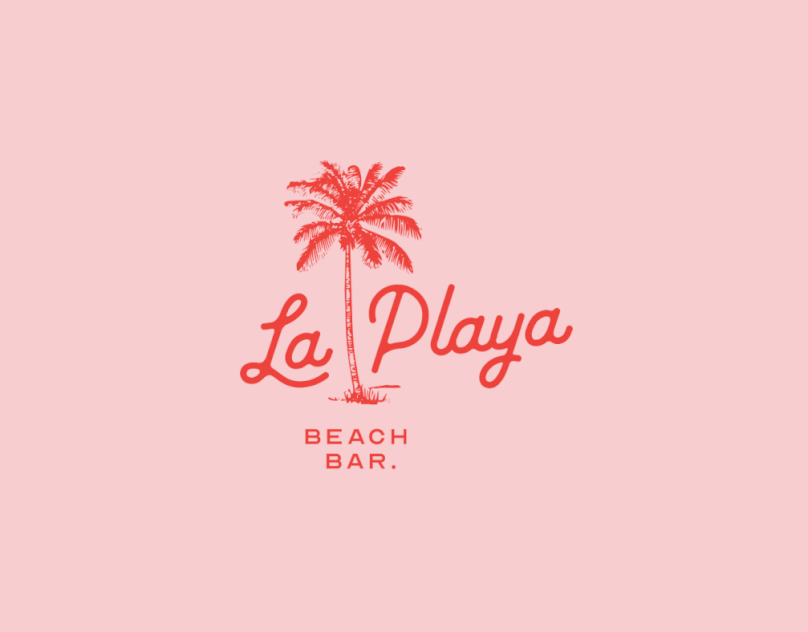 the logo for la playa beach bar, which is located in front of a palm tree