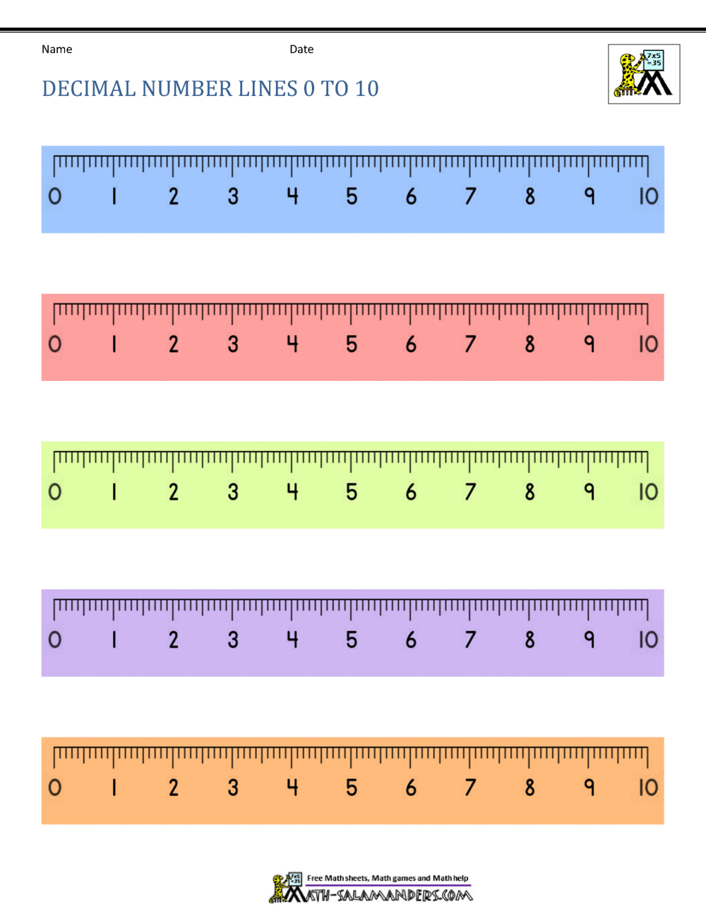 a printable ruler with numbers on it and the words, decal number lines to 10