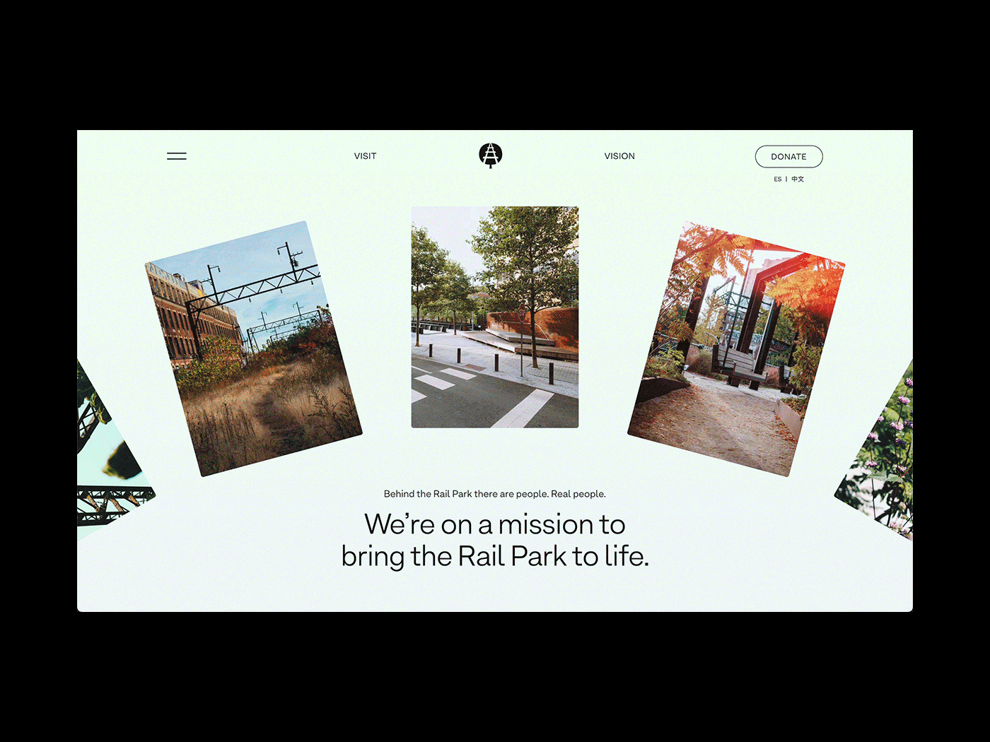 an image of a website page with multiple photos on it and the words we're on a mission to bring the real park to life