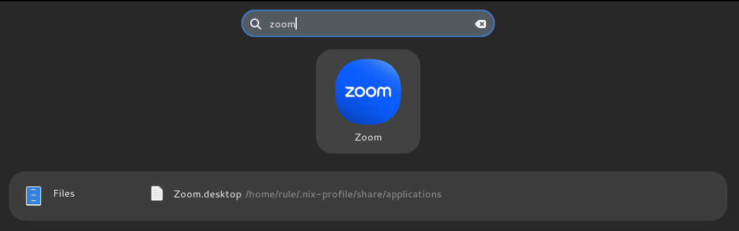 screenshot of Zoom icon in Gnome overlay