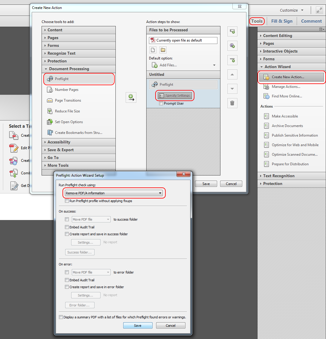 Remove PDF/A information in Adobe Acrobat XI