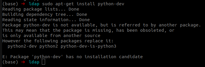 trying to install python-dev