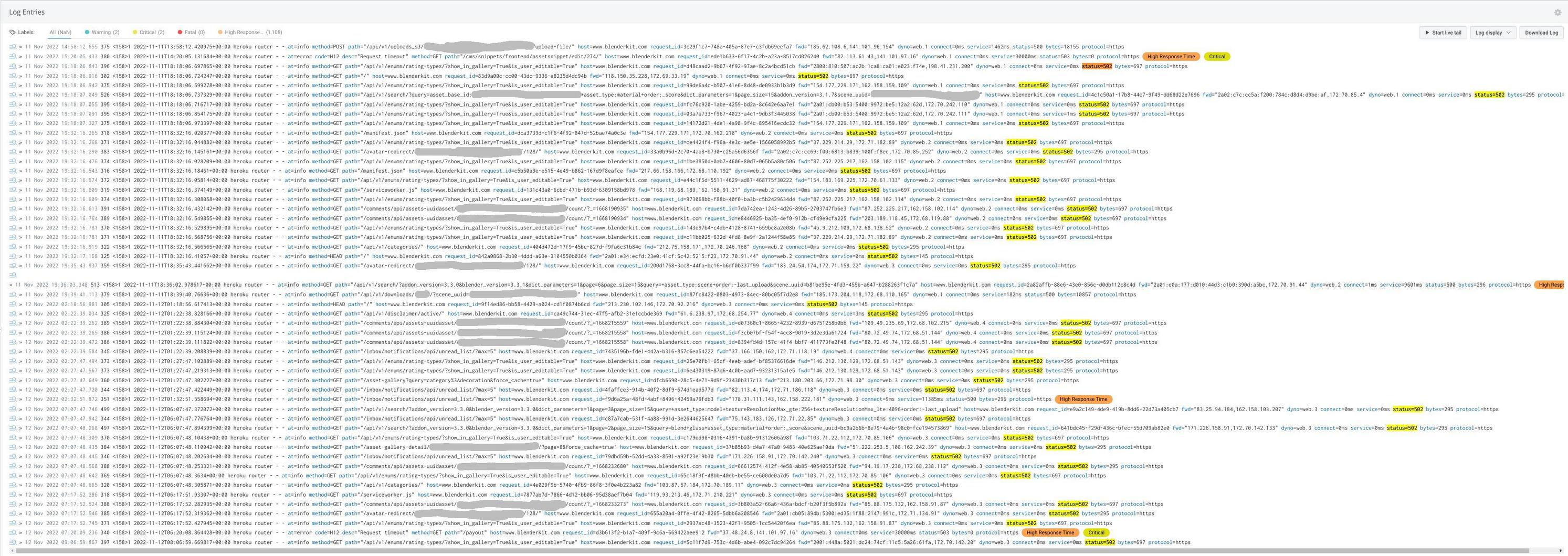 Logentries errors