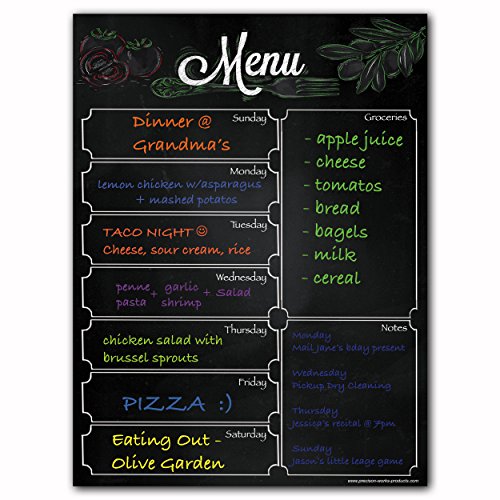 Magnetic Menu Dry Erase Weekly Meal Planner Refrigerator Board With Grocery List And Notes (Menu Blackboard)