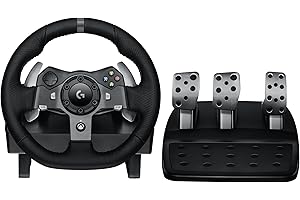 Logitech G920 Driving Force Racing Wheel and Floor Pedals, Real Force Feedback, Stainless Steel Paddle Shifters, Leather Stee