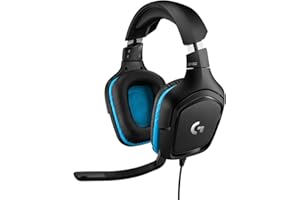 Logitech G432 Wired Gaming Headset, 7.1 Surround Sound, DTS Headphone:X 2.0, Flip-to-Mute Mic, PC (Leatherette) Black/Blue