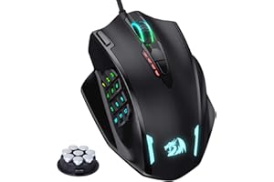 Redragon M908 Impact RGB LED MMO Gaming Mouse with 12 Side Buttons, Optical Wired Ergonomic Gamer Mouse with Max 12,400DPI, H