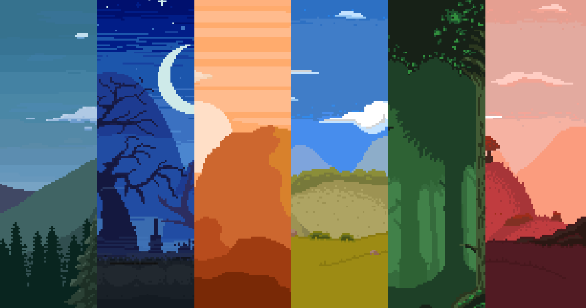 10 Parallax Pixel Art Backgrounds Pack #1