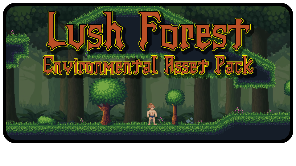 Lush Forest — Parallax Scrolling Background, tileset and character