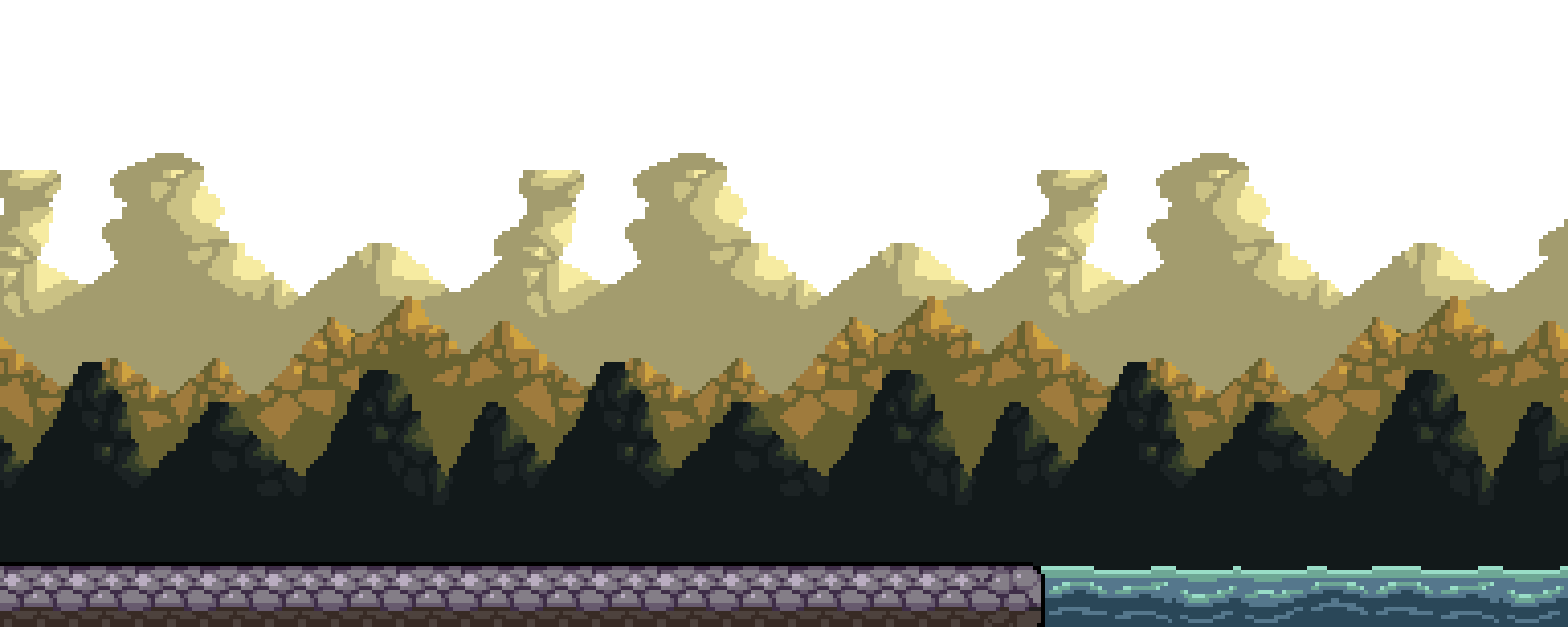 Simple 16x16px tilesets + background assets: Cave