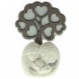 Albero della vita con Sacra Famiglia e decori argento - altezza 16 cm