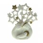 Presepe con albero a stelle bianche e oro - altezza 12 cm