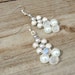 Silver, white, and crystal glass beads, pendant earrings