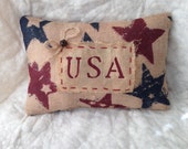 Primitive Nook Ooak Burlap Americana  Pillow OFG Team FAAP Team