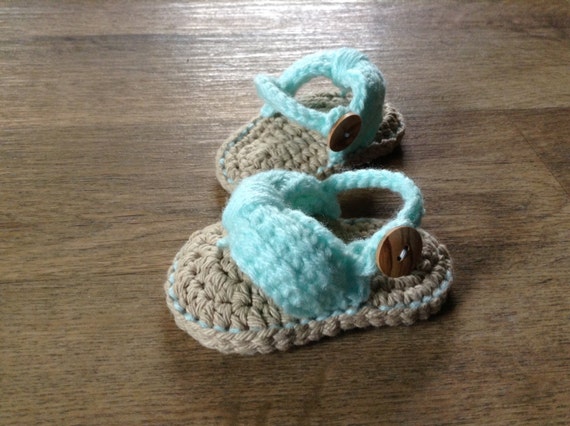 Crochet Baby Sandals, Baby Flip Flops, Crochet Baby Shoes, Sizes 0-6 Months and 6-12 Months