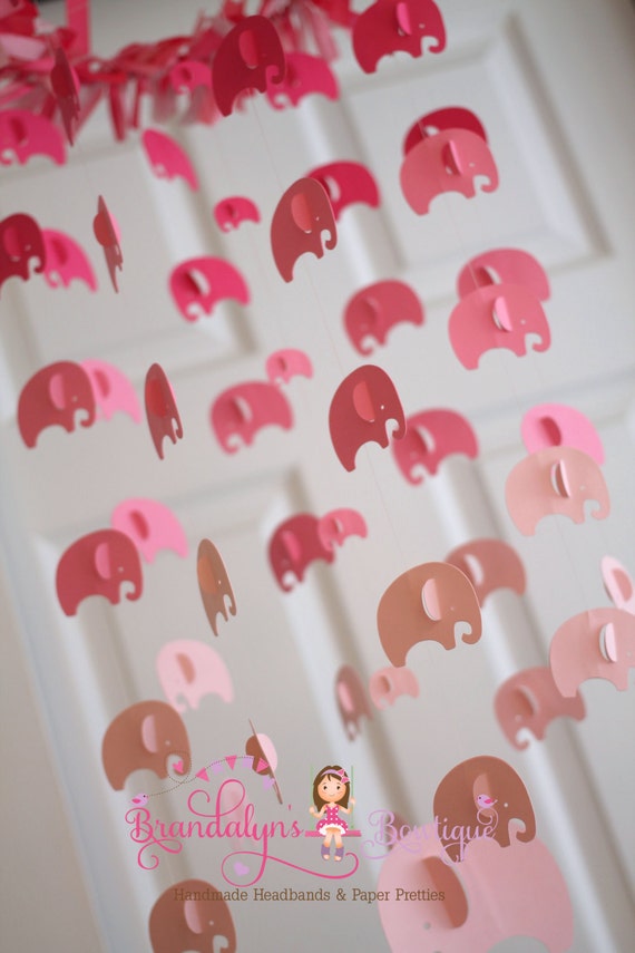 Elephant mobile Hot pink, pink and baby pink ombre mobile or you can CHOOSE YOUR COLORS! nursery mobile, nursery decoration, paper mobile