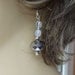 White and pewter crystal glass beaded dangle earrings Silver Spray