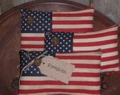 Set of 3 - Primitive - Patriotic - Rustic - USA - July 4th - Americana - American - Flag - Bowl Fillers - Ornies - Tucks - Shelf Sitters