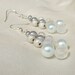 Silver, white, and crystal glass beads, pendant earrings