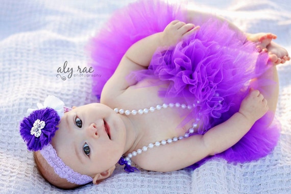 Purple TUTU Skirt Infant Newborn Baby Shower Gift Photo Prop Preemie Outfit Portrait Violet Dark Plum Berry Crochet Elastic Waistband