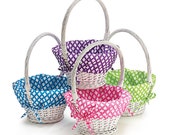 White Easter or Craft Basket Baskets Pastel Spring Colors Cloth Liners