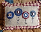 10.5" x 7.5" Penny Rug Flower Pillow, Patriotic Pillow, Red White and Blue, Throw Pillow, Decorative Pillow, OFG, FAAP, Penny Rug Pillow