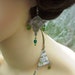 Vintage russian inspired green glass earrings