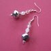 White and pewter crystal glass beaded dangle earrings Silver Spray