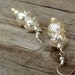 Creamy Ivory glass pearls, silver filigree bead caps Winter Wedding earrings