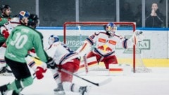 Fror viele Pucks ein: der starke Bulls-Goalie Atte Tolvanen. (Bild: 2025 EC Red Bull Salzburg)