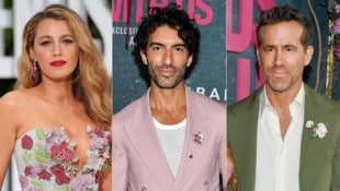 Blake Lively, Justin Baldoni und Livelys Ehemann Ryan Reynolds (Bild: AP ( via APA) Austria Presse Agentur/AP)