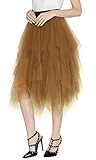 Urban CoCo Women's Sheer Tutu Skirt Tulle Mesh Layered Midi Skirt