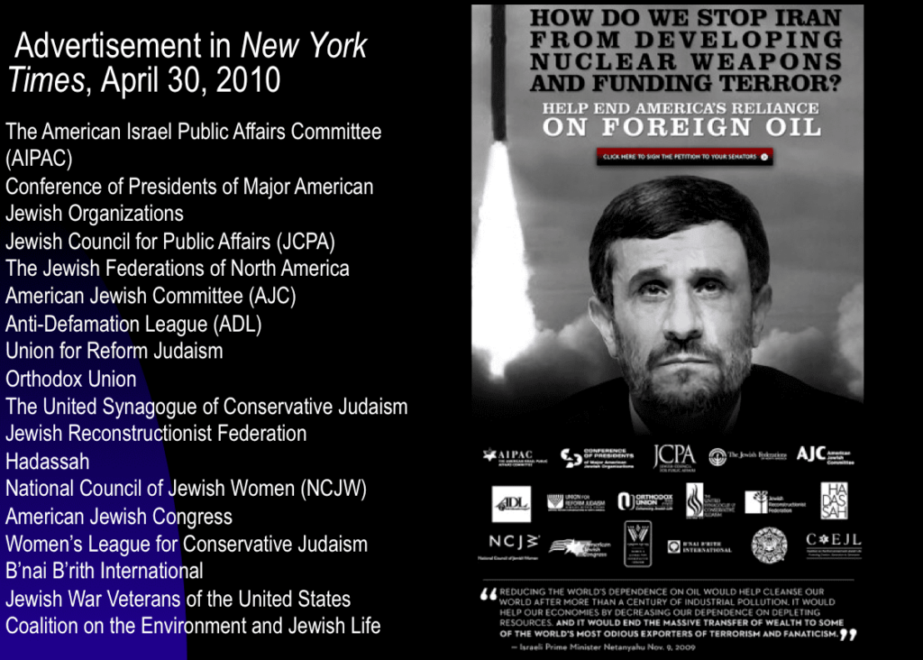 New York Times ad demonizing Iran