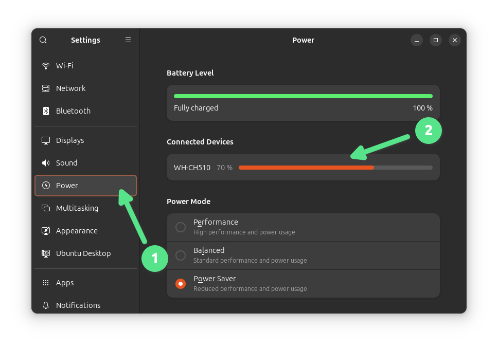 Display battery state of connected Bluetooth devices in Ubuntu