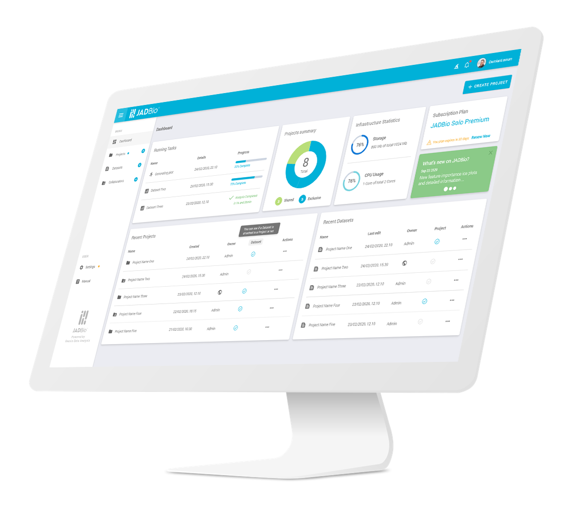 JADBio Automated Machine Learning Platform