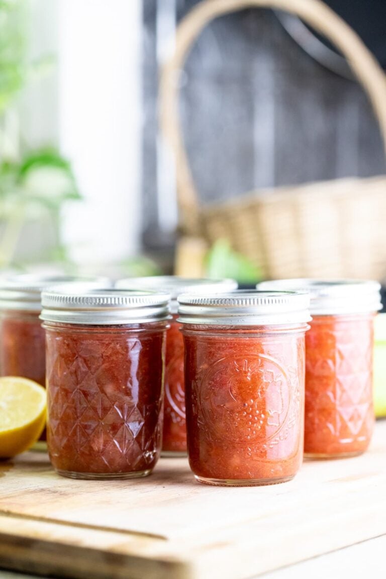 Low Sugar Strawberry Rhubarb Jam