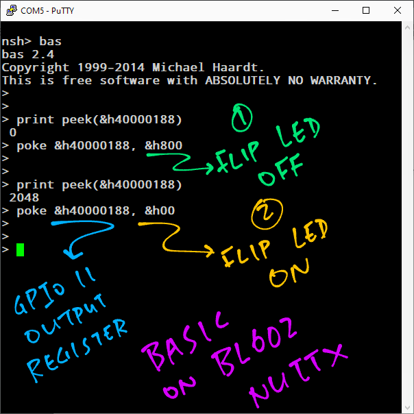 Blinking the LED in BASIC