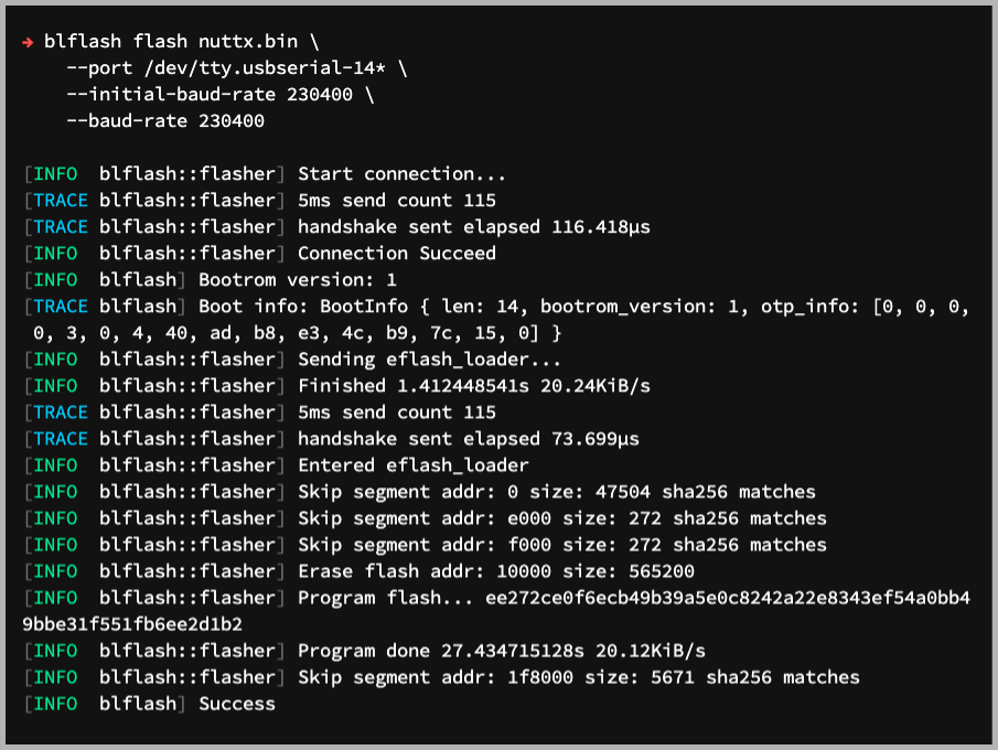 Flashing NuttX