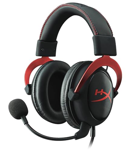 HyperX Cloud II - Gaming Headset, 7.1 Surround Sound, Memory Foam Ear Pads, Durable Aluminum Frame, Detachable Microphone, Works with PC, PS5, PS4, Xbox Series X|S, Xbox One  Red