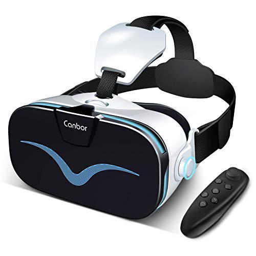 Canbor VR Headset with Controller Remote, Virtual Reality Headset 3D VR Goggles Glasses Compatible with 4.0-6.3 Inches Apples iPhone Samsung Sony More Android Phones