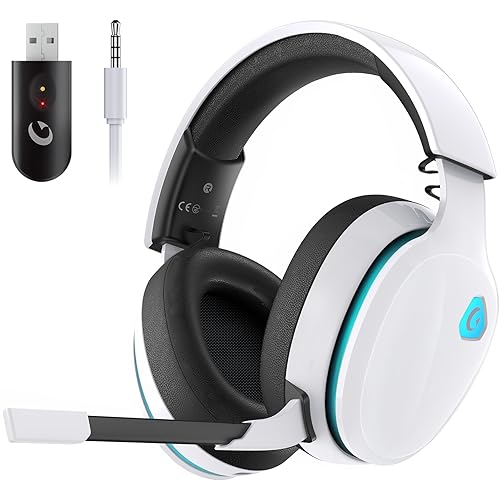 Gtheos 2.4GHz Wireless Gaming Headset for PS5, PS4 Fortnite & Call of Duty/FPS Gamers, PC, Nintendo Switch, Bluetooth 5.3 Gam