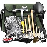 INCLY 15 PCS Geology Rock Pick Hammer Kit, 32oz Hammer & 3 PCS Digging Chisels Set for Rock Hounding, Gold Mining & Prospecting Equipment Tool Gear Shovel Musette Bag, Compass, Whistle, Wooden Chisel